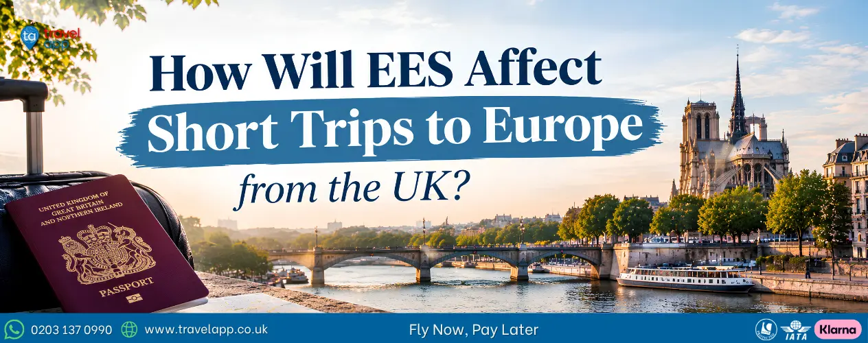 UK traveller completing EES biometric registration at a European border crossing